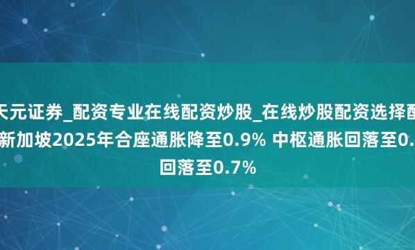 天元证券_配资专业在线配资炒股_在线炒股配资选择配资 新加坡2025年合座通胀降至0.9% 中枢通胀回落至0.7%